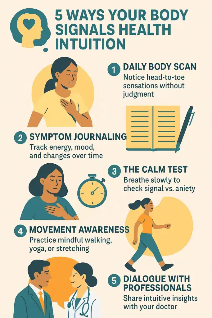 Calm reflective person symbolizing body awareness and health intuition