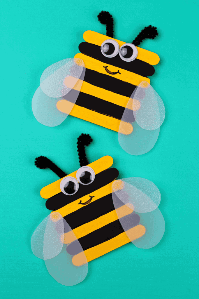 bumble bee craft made of craft sticks