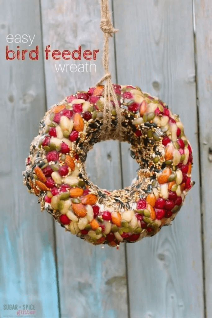 bird feeder wreath for kids