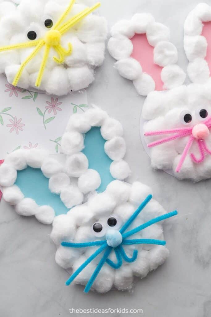 easter bunny cards with cotton balls