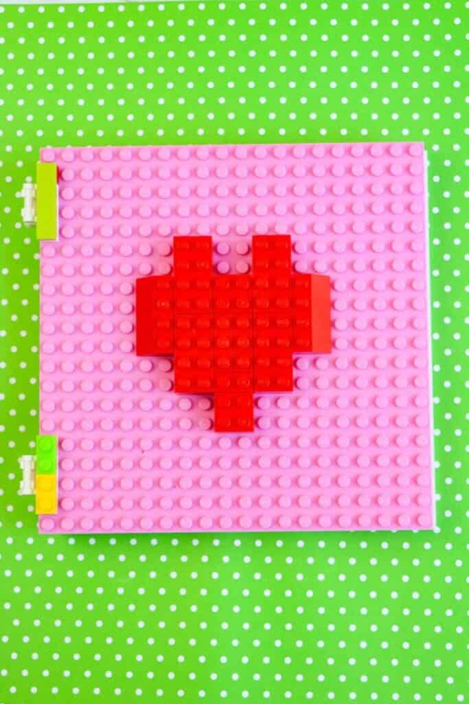 card for mom built out of Legos