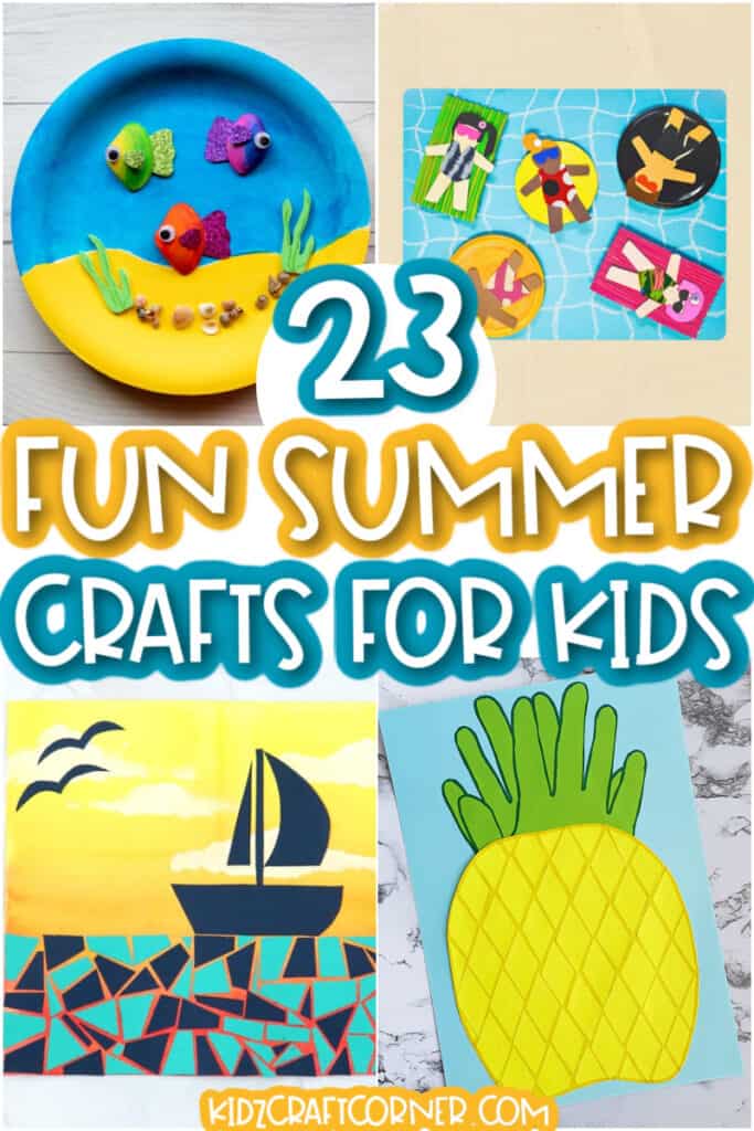 collage of summer crafts that kids will love