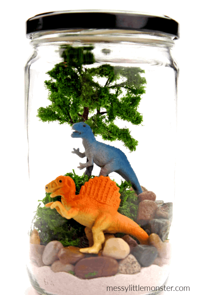 dinosaur garden in a jar