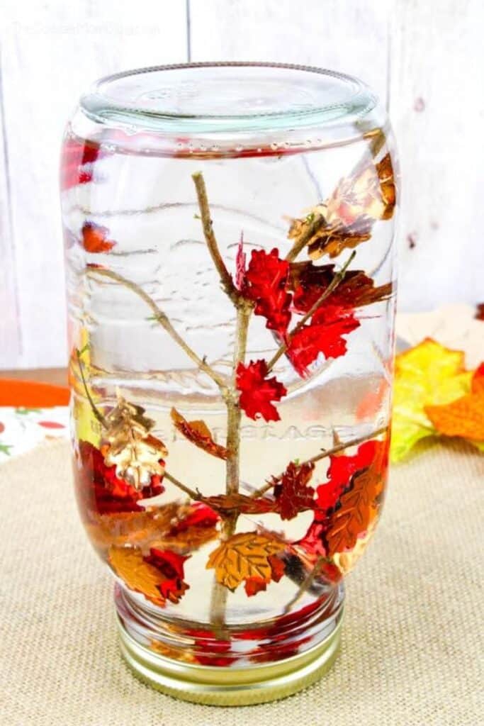 fall leaves snow globe