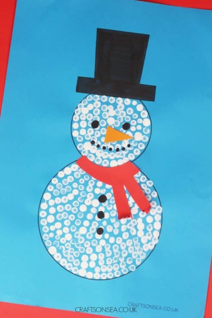 q-tip painted snowman