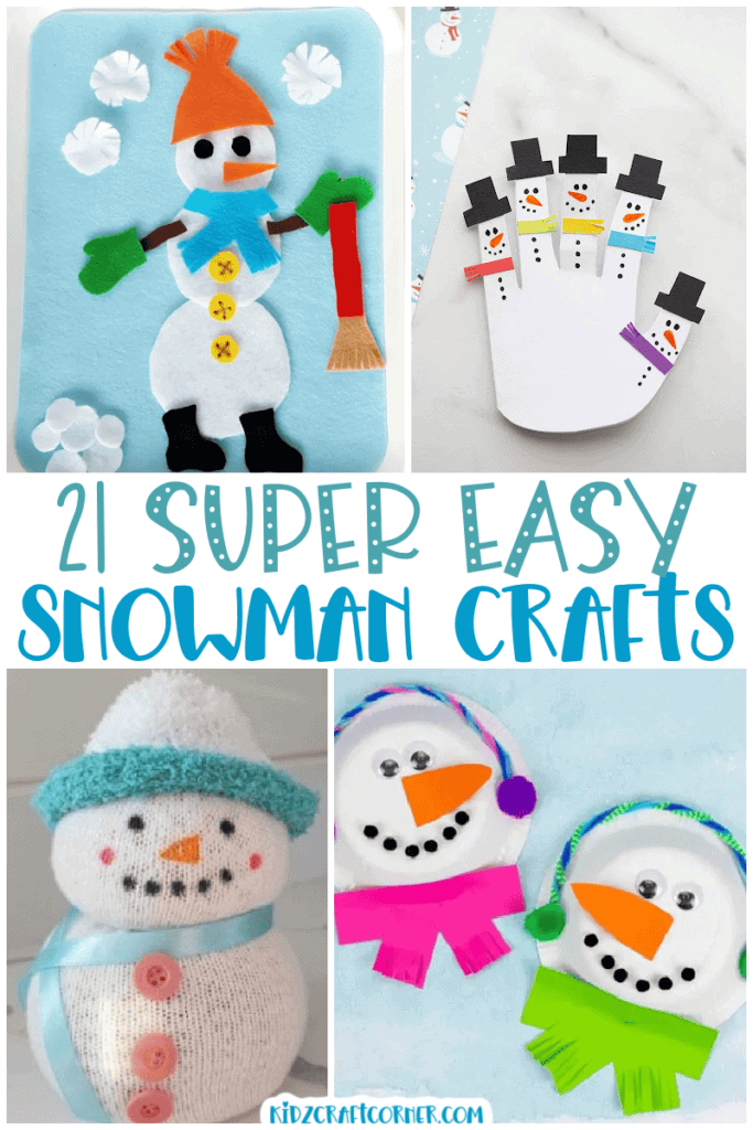 pin collage of snowman crafts for kids