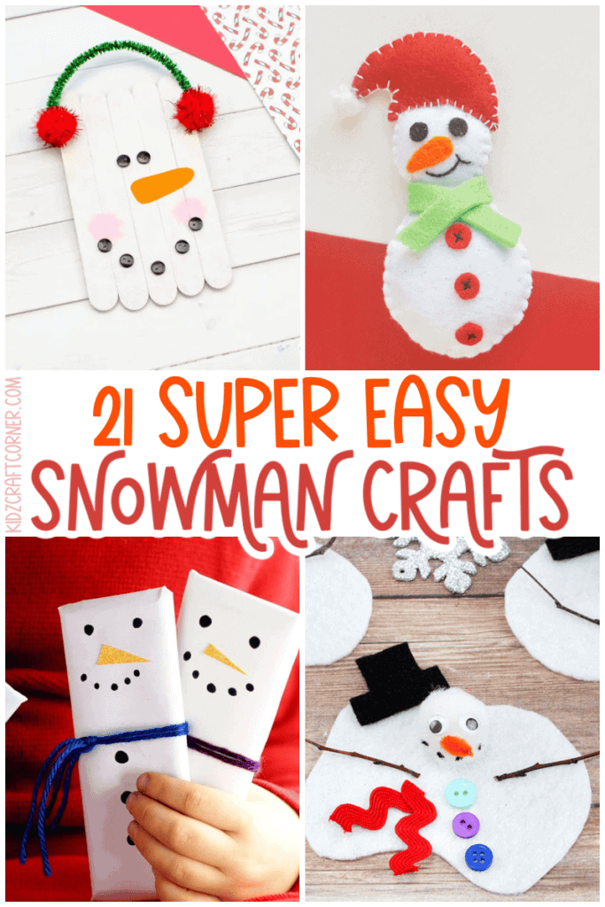 collage of snowman crafts for kids