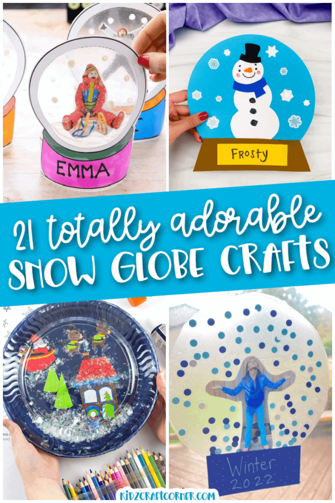 collage of paper snow globe crafts