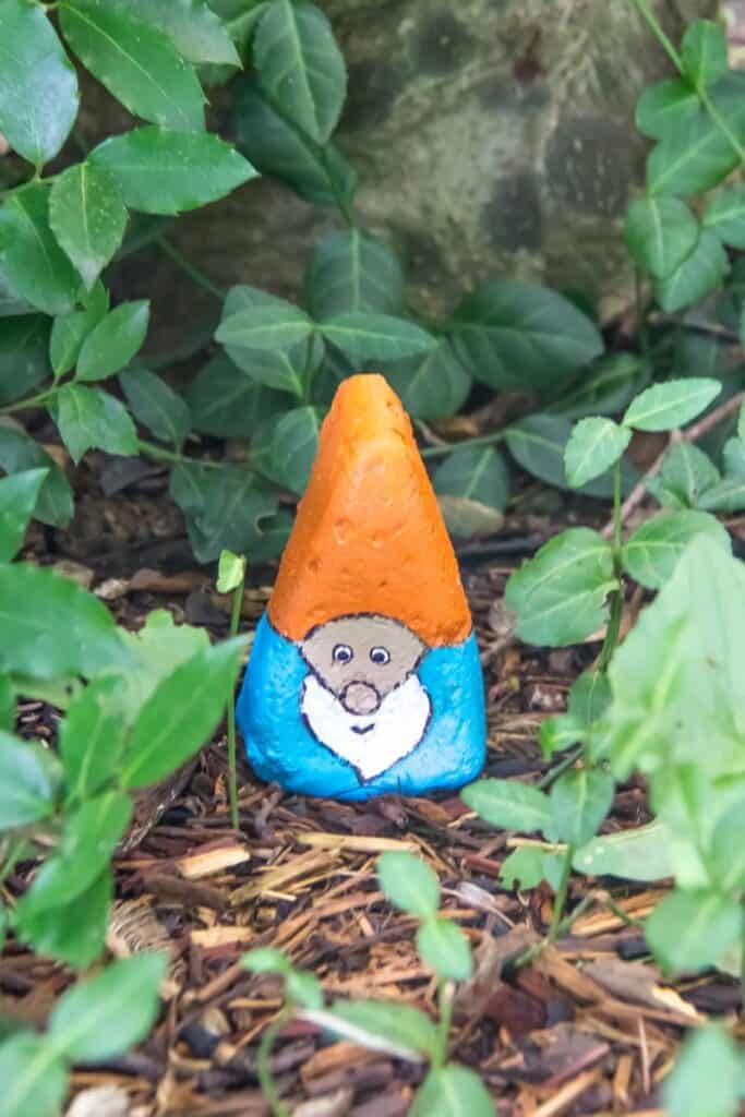 painted rock garden gnome