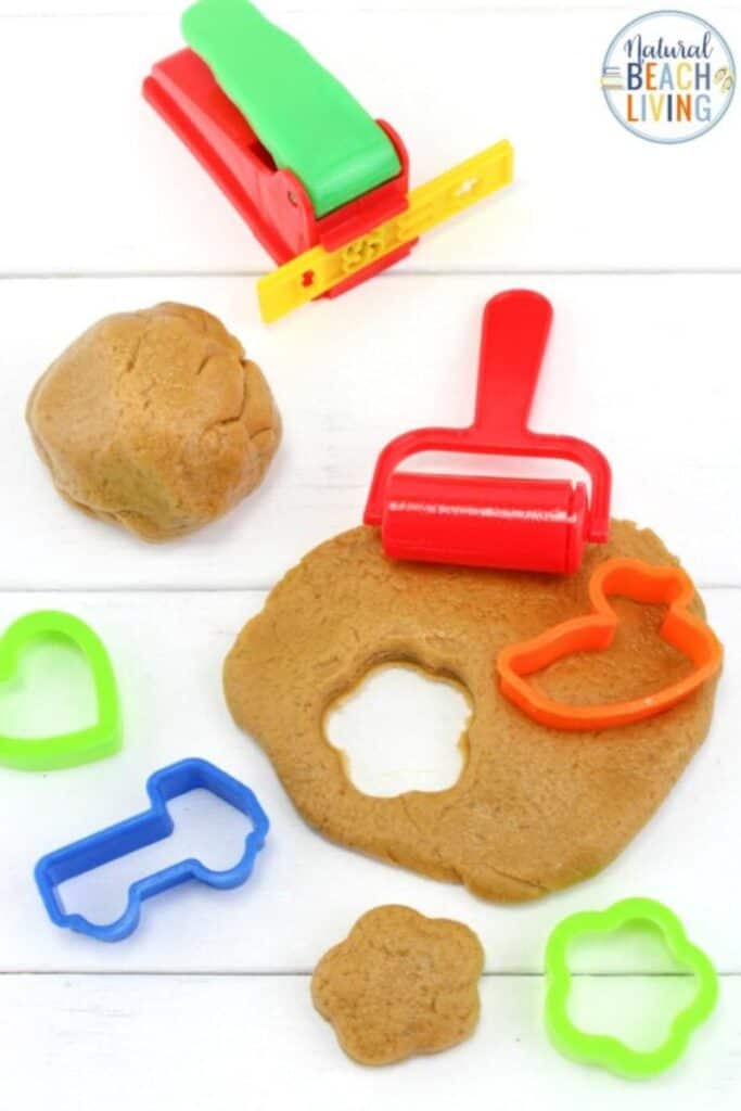 peanut butter playdough with cookie cutters