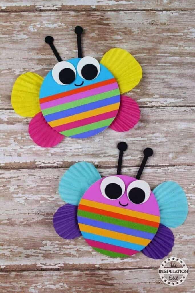 round rainbow patterned butterflies