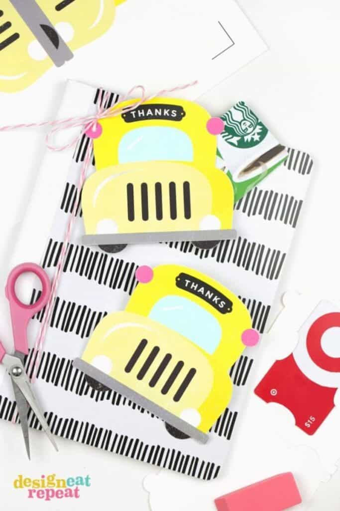 yellow school bus gift card holders