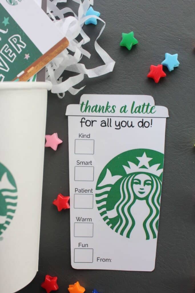 Starbucks gift card idea for teachers