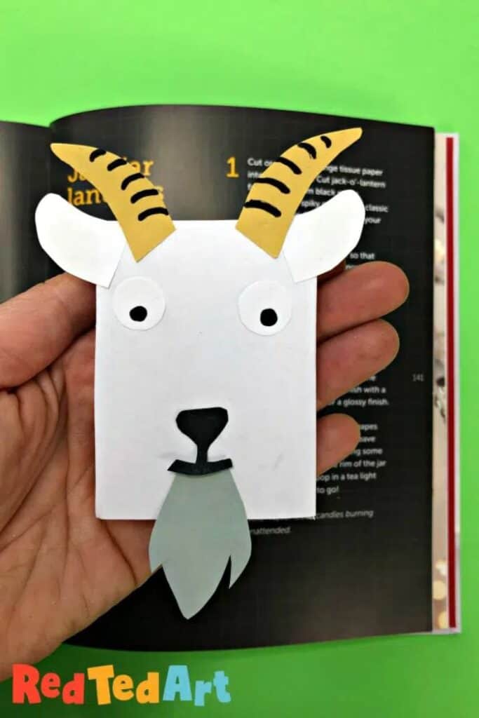 corner bookmark made to look like a goat