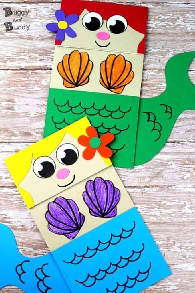 mermaid paper bag puppet