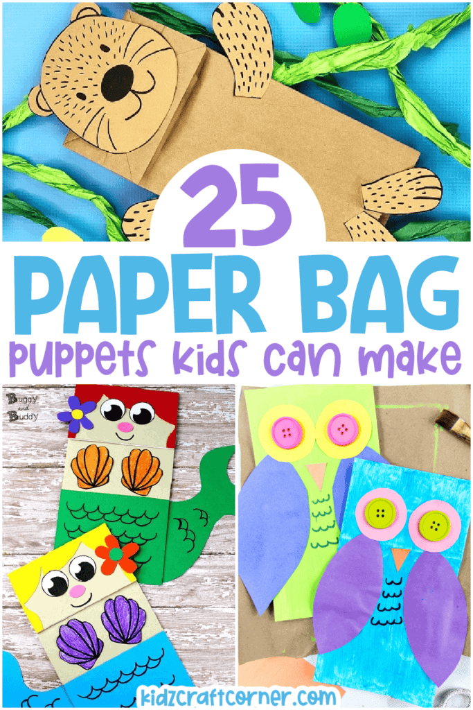 pin collage of paper bag puppets with text overlay