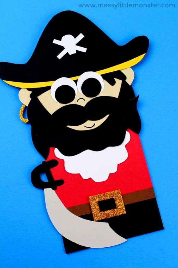 bearded pirate paper bag puppet