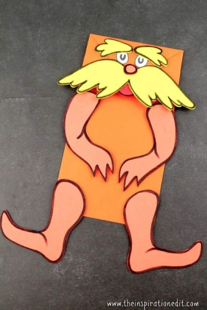 the lorax paper bag puppet