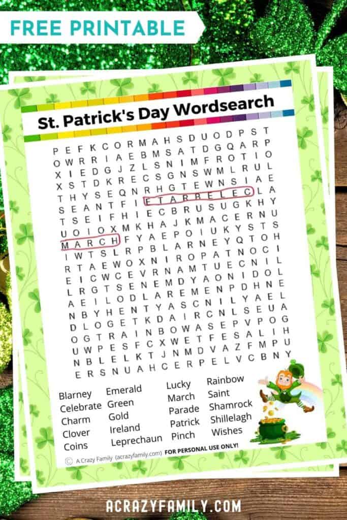 st. patricks day word search