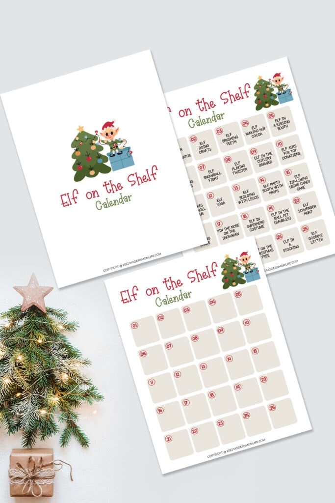 Free Elf on the Shelf Calendar Printable