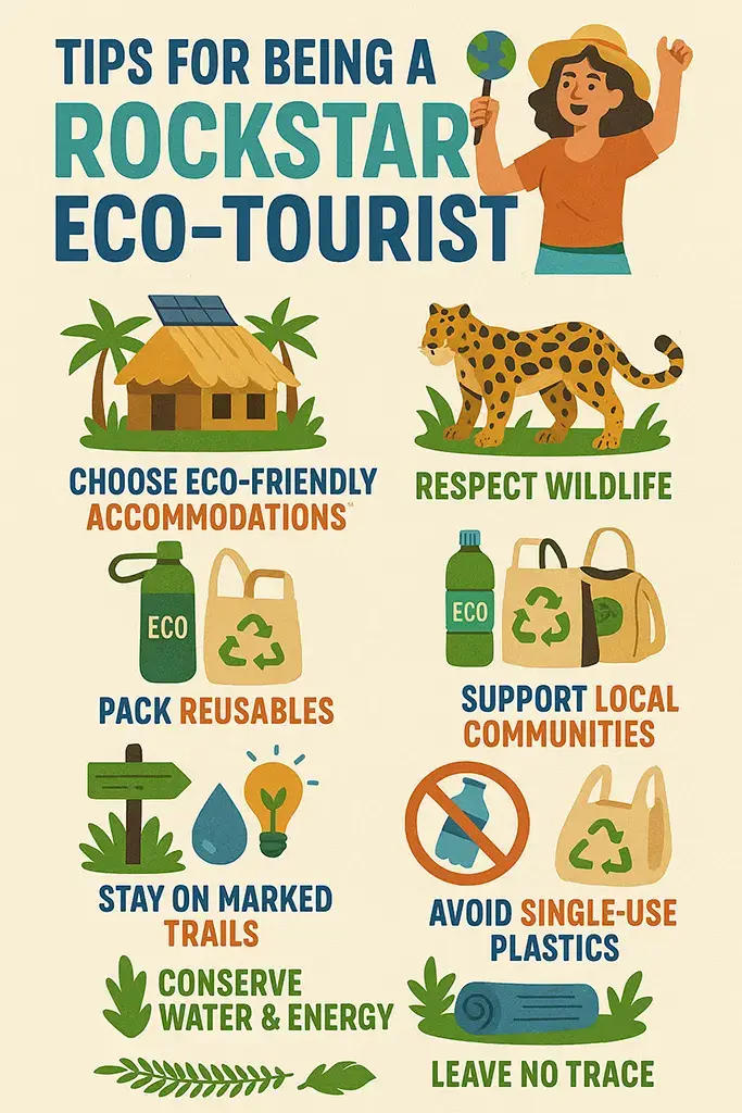 An Infographic - Tips for being a Rockstar Eco-Tourist.