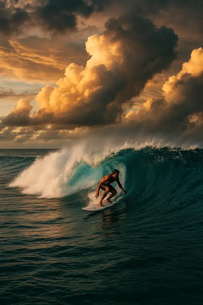 Surfing at Cloud 9 in Siargao – top surfing spot in the Philippines.