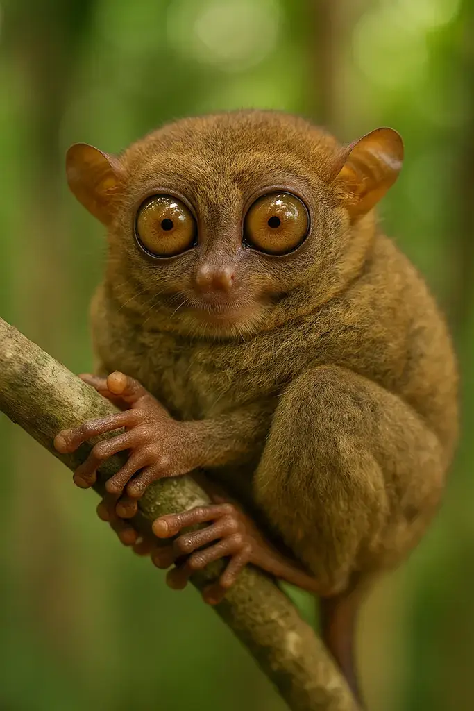 A Cute tarsier monkey in Bohol Philippines – a must-see tourist attraction beyond diving. An up-close-and-personal tarsier—wide-eyed, furry, and proof that Bohol has plenty of wild adventures above the waves too.