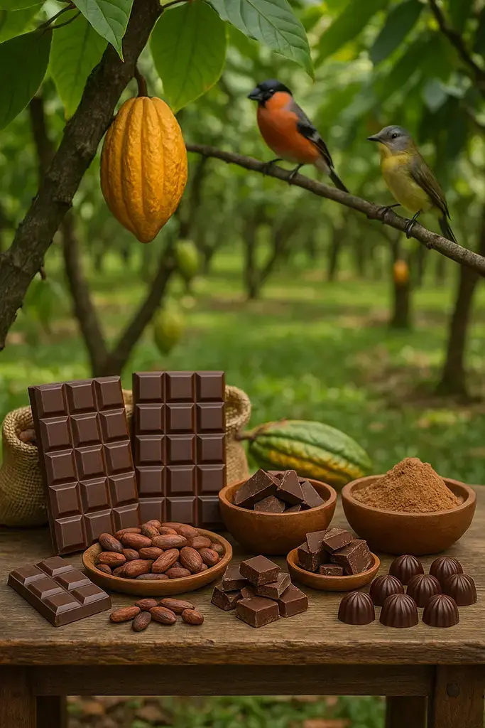 Artisan chocolates and cacao trees at Malagos Garden Resort in Davao.