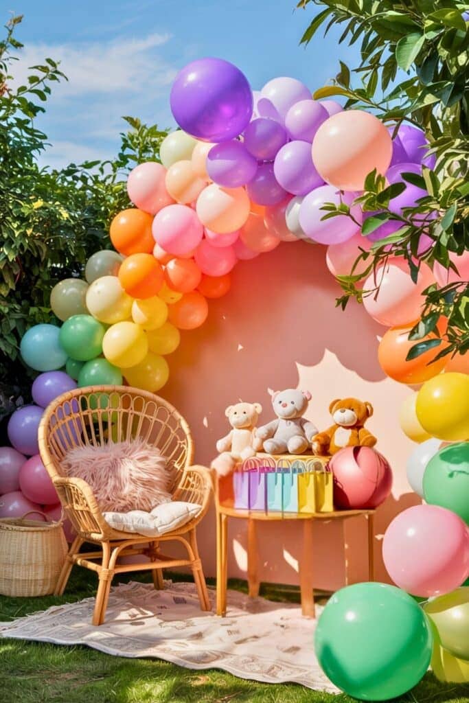 baby shower themes - pastel rainbow baby showeer theme