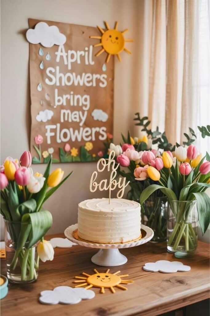 baby shower themes - april showers bring may babies
