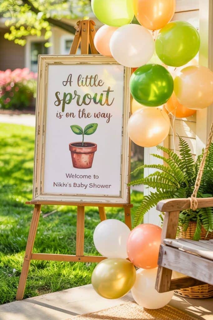 baby shower themes - spring baby shower - a little sprout is on the way