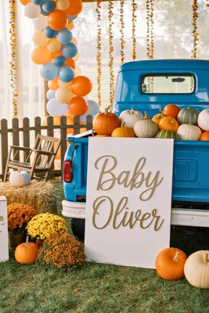 pumpkin baby shower themes - fall baby shower theme idea
