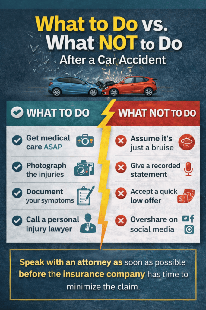 what to do and what not to do after a car accident seatbelt injury checklist