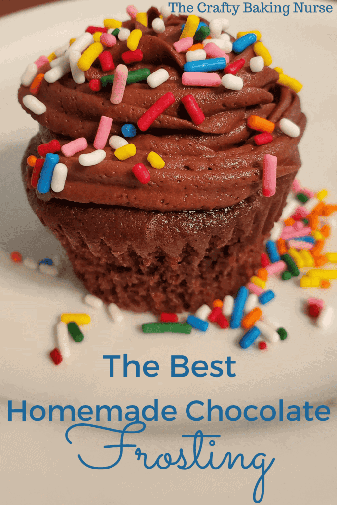 Chocolate cupcake with chocolate icing and multicolored sprinkles