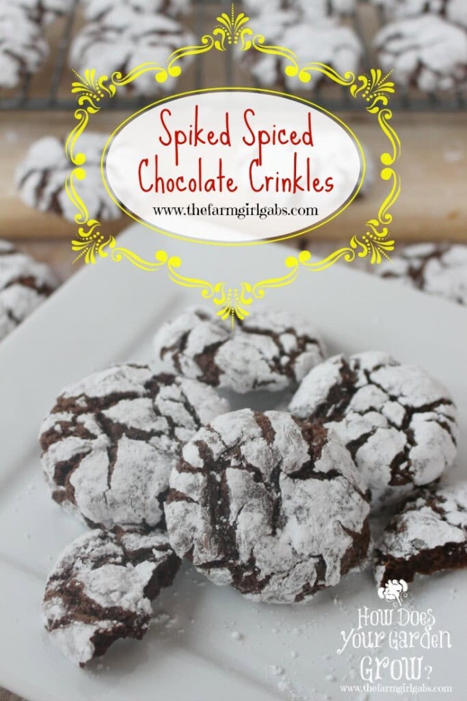 Spiked spiced Chocolate Crinkles have a hint of spice and a splash of bourbon. The cookie recipe is a perfect holiday treat.