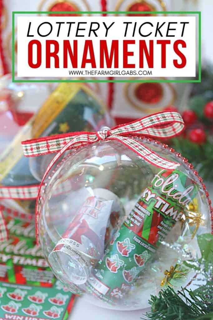 Gift the gift of lottery luck this holiday season with these fun New Jersey Lottery Ticket Christmas Ornaments. These DIY Christmas ornaments are easy to make. Grab some lottery ytickets and fill a plastic ornament. This easy Christmas craft takes only a few minutes to make. These ornaments are fun to hang on the Christmas Tree. Lottery Ticket ornaments make a great Christmas gift idea too.