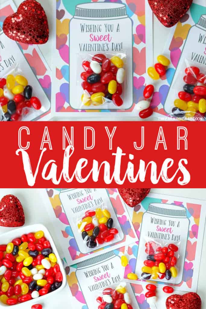 Your kids will have a sweet Valentine's Day making these adorable Sweet Candy Jar Valentines for their friends. #valentinesdaycard #kidscraft