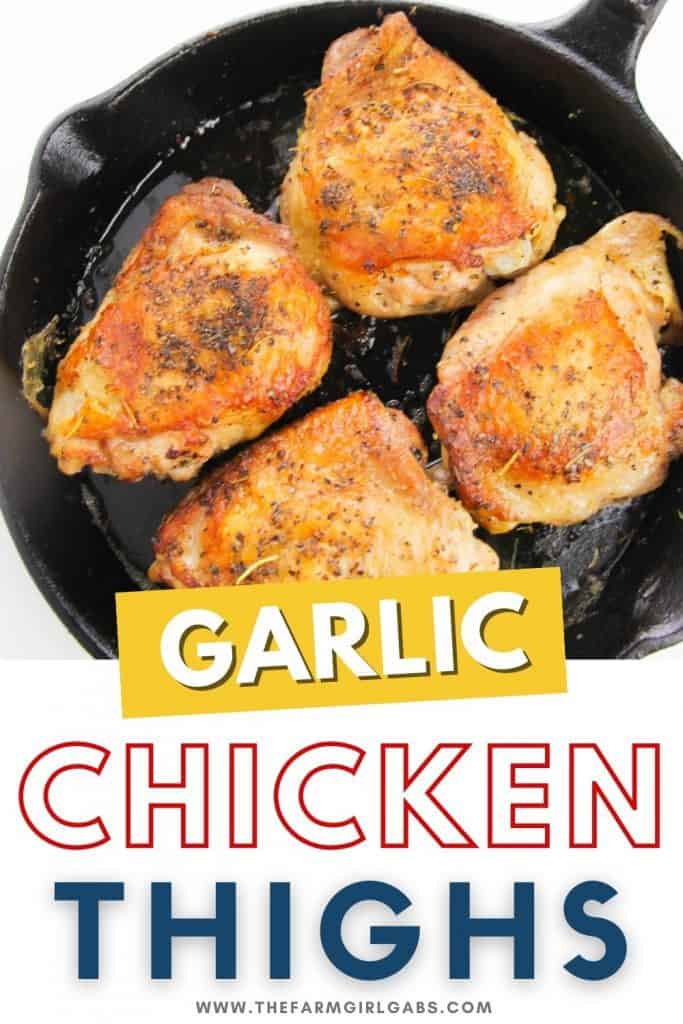 Make a delicious main dish entree with this recipe for Garlic Chicken Thighs. They’re juicy, tender, and full of flavor, making them the perfect meat to serve with your favorite side dishes. This easy chicken recipe is an easy weeknight meal idea.