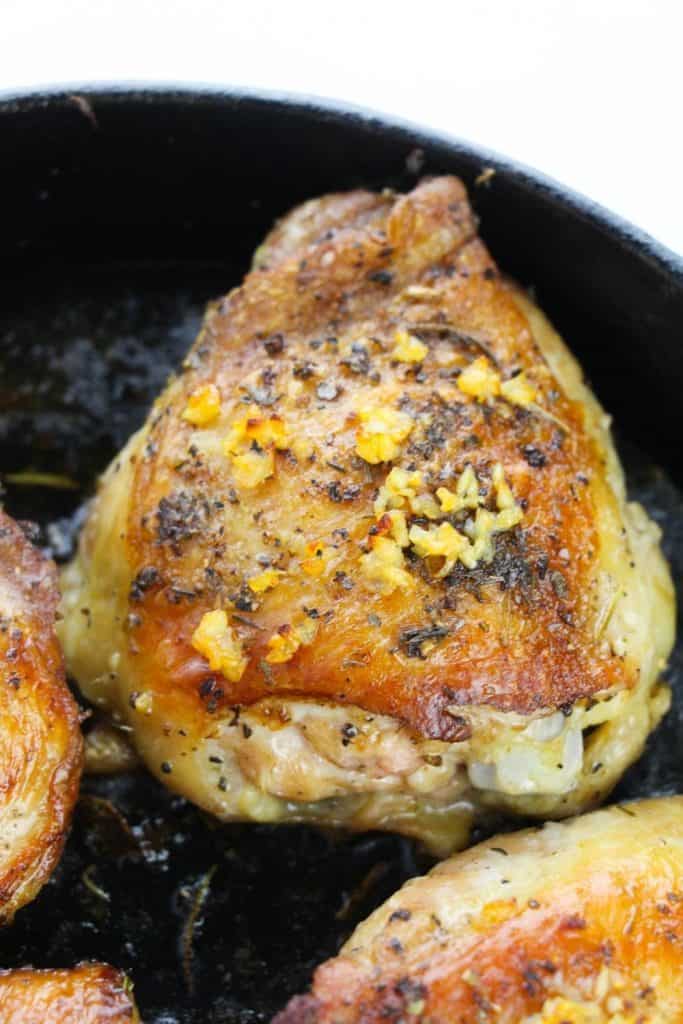 Make a delicious main dish entree with this recipe for Garlic Chicken Thighs. They’re juicy, tender, and full of flavor, making them the perfect meat to serve with your favorite side dishes. This easy chicken recipe is an easy weeknight meal idea.