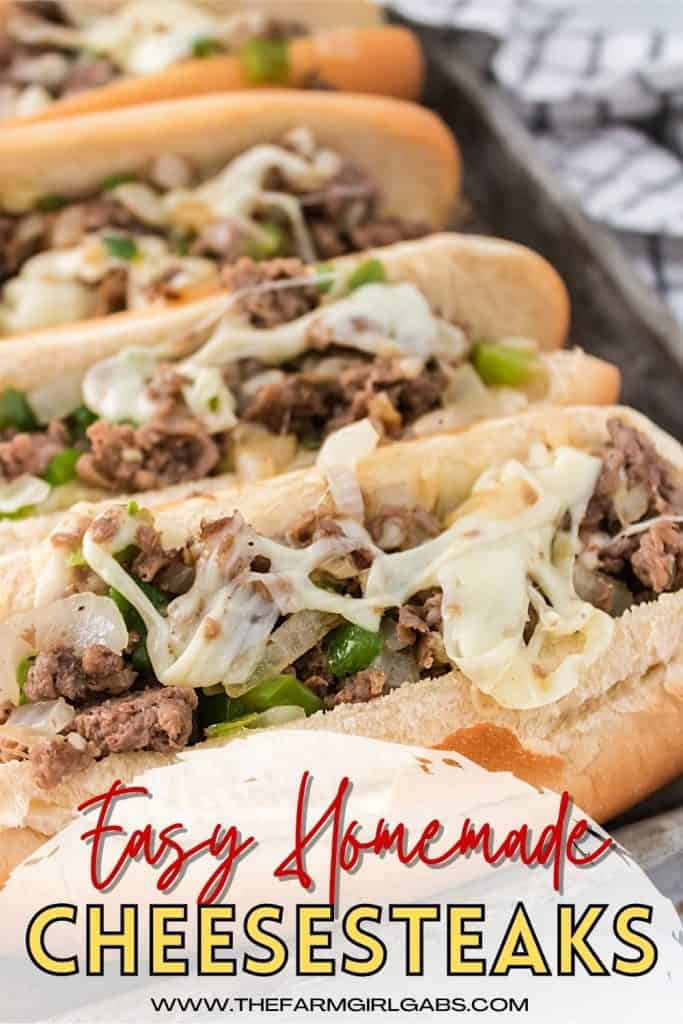 Enjoy the fresh flavor of a thinly sliced steak with cheese, onions, and peppers on rolls with this recipe for homemade Philly Cheesesteaks. If you’ve ever visited Philly (or any of the towns surrounding Philadelphia), you know that they are best known for the famous Philly Cheesesteak. This easy cheesesteak recipe is great to have for lunch and dinner.