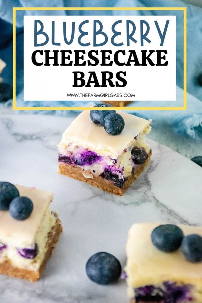 Ditch the traditional cheesecake that you have to eat with a fork and try this simple recipe for Blueberry Cheesecake Bars. These moist and delicious bars are full of sweet flavor and are perfect for a grab and go dessert. This easy blueberry dessert is a perfect dessert recipe for a party or potluck. Make this delicious bar recipe while blueberries are in peak season during the summer months.