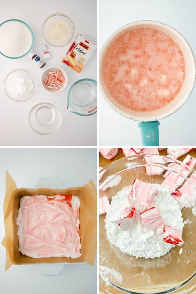 These Peppermint Marshmallows are simple to make and delicious to consume. Holiday treats are so easy to do thanks to this recipe. This homemade marshmallow recipes is a perfect DIY gift idea for the holidays. Wrap them up with a mug and a packet of hot chocolate for an easy food gift idea.