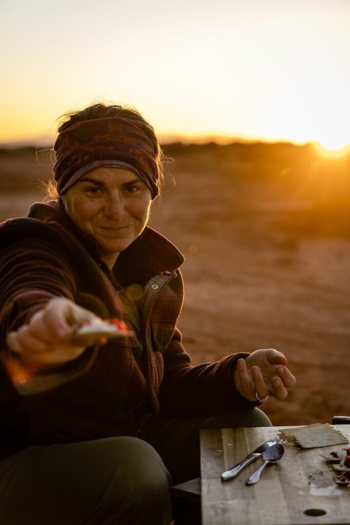 woman handing you a snack.