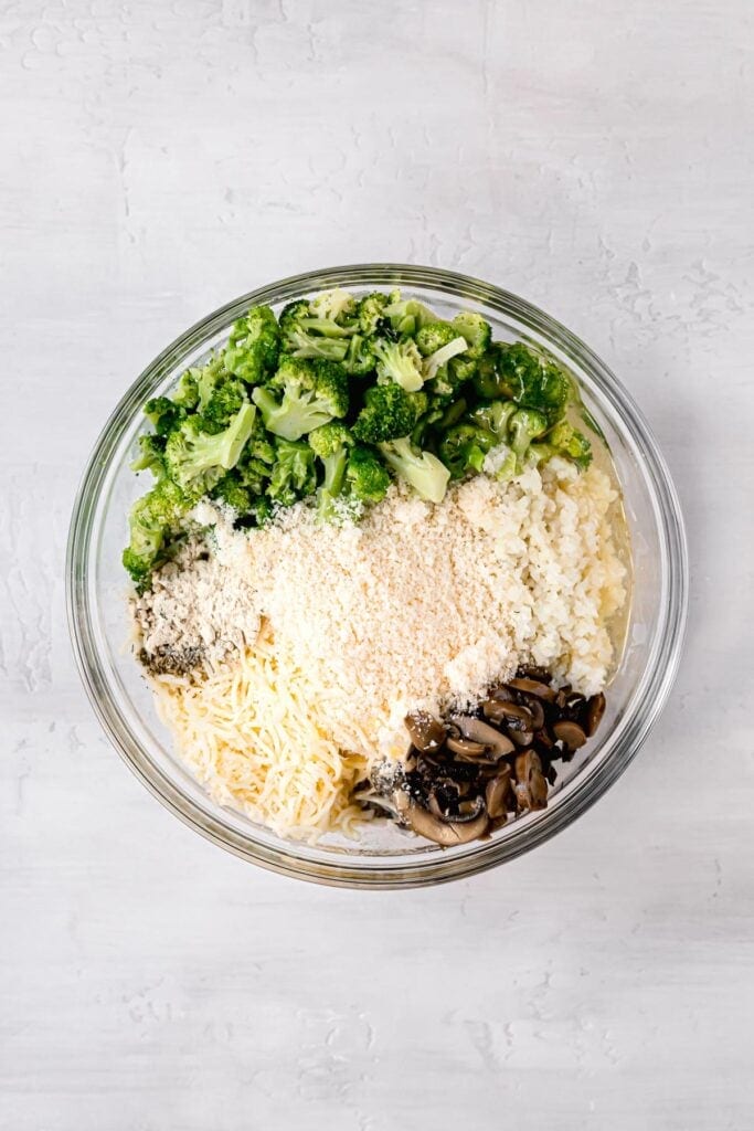 ingredients for paleo chicken casserole in a mixing bowl