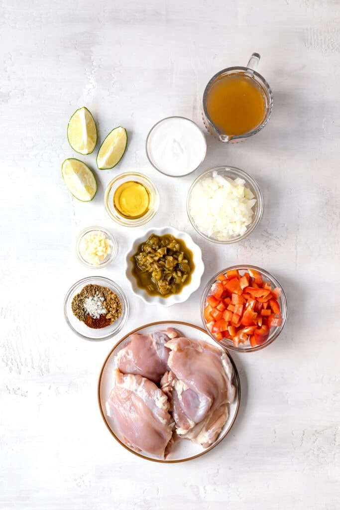 top shot of ingredients for white chicken chili