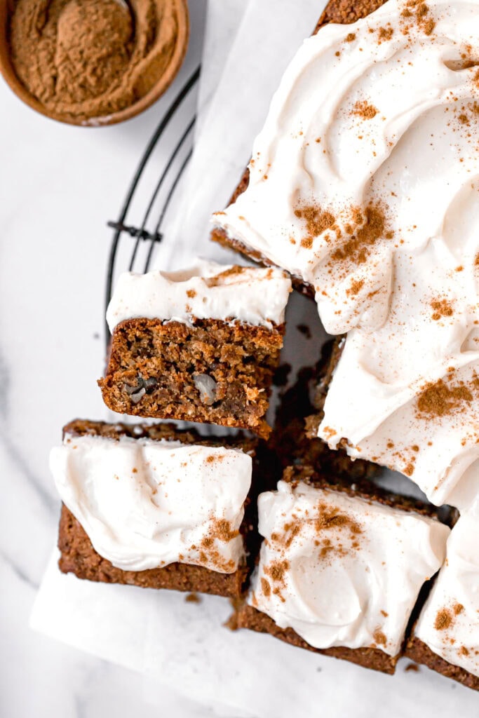 close up of baked paleo carrot cake