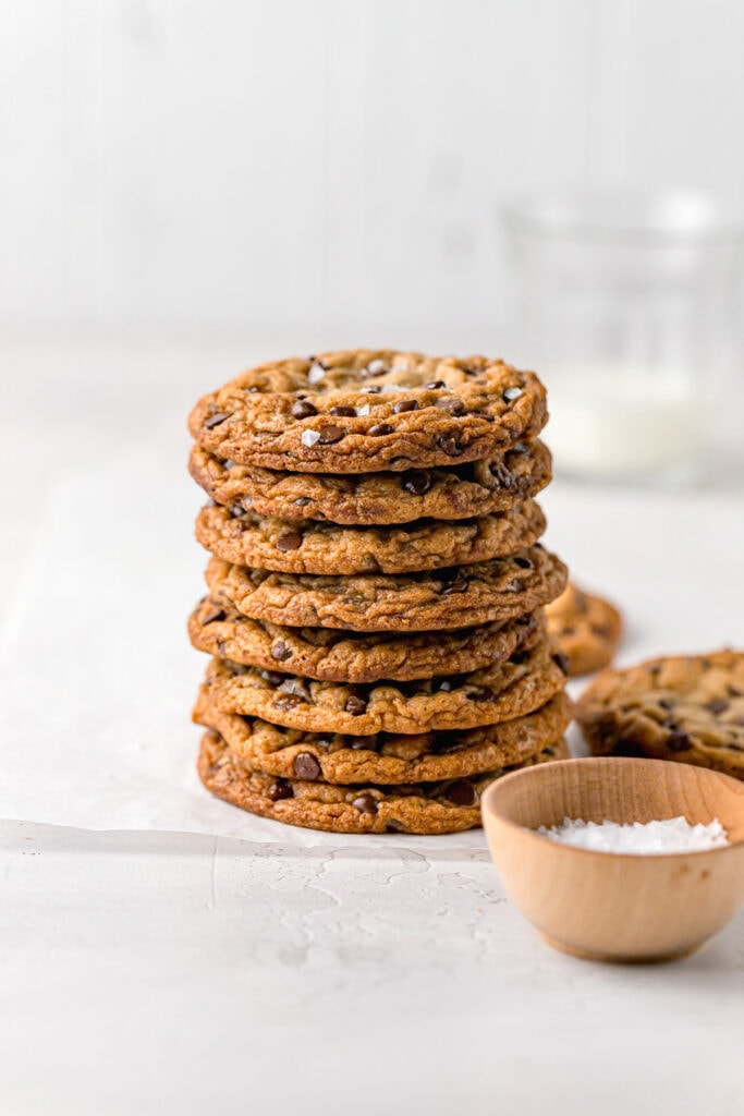 stack of dairy free chocolate chip cookies