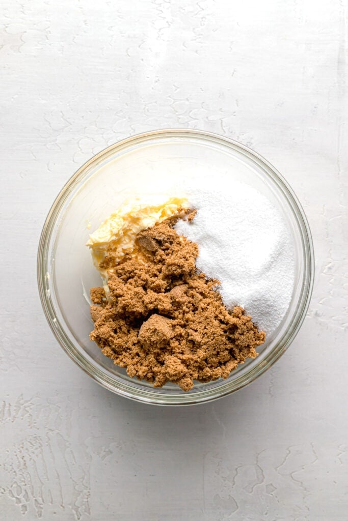 ingredients to make the cookies in a glass bowl