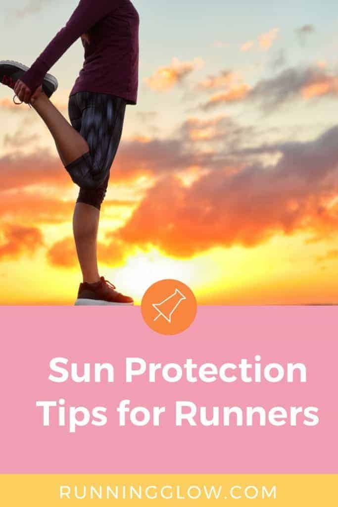 Female runner sun protection stretching in sunlight