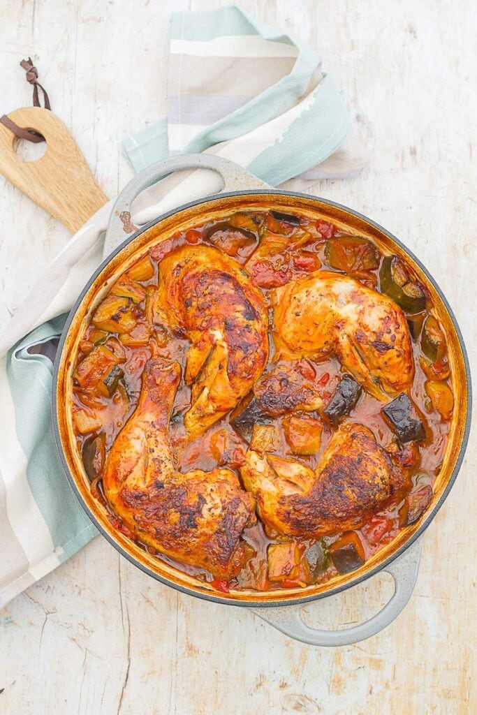 rich orange and red chicken stew from Easy Peasy Foodie